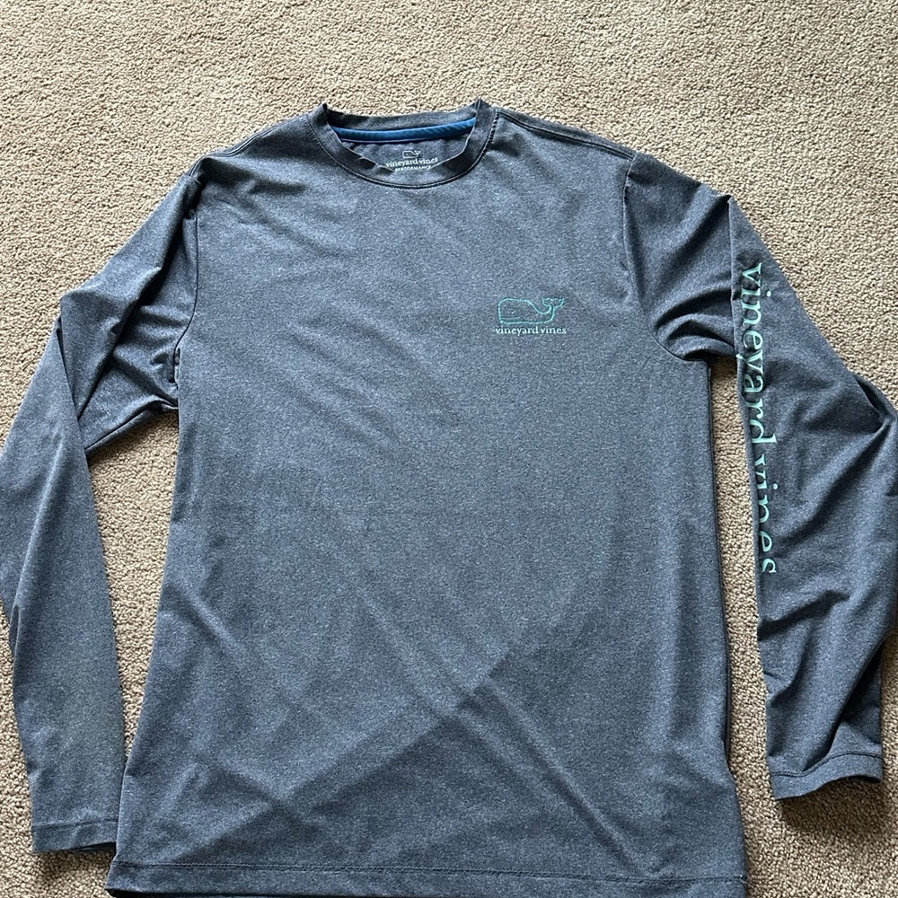 Vineyard Vines boys blue Gray Long Sleeve performance Shirt
